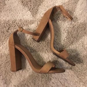 Candie’s Nude Suede Chunky Heels - Size 7